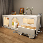Sisekasside villa integreeritud tualetiga: &Uuml;hetoalise korteri disain kassidele Cat cage + litter box (includes: litter scoop) beige