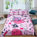 Cartoon Cat tekikott Cartoon Animal Print voodipesu komplekt koos padjap&uuml;&uuml;riga 2/3 tk voodikatte komplekt magamistoa sisekujunduseks 70x133cm 2pcs
