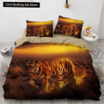 3D Looma Tiigrid Voodipesukomplekt 2/3 tk Pehme Mikrokiud Kuninganna Kuningas &Uuml;heinimese Suurus Tekikoti Komplekt Padjap&uuml;&uuml;ridega Teismelised Poisid Voodipesu EU single(135x200cm)