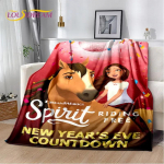 Spirit Riding Free Hobused Multifilmi Pehme Pl&uuml;&uuml;sist Tekk, Flanellist Tekk Visketekk Elutuppa Magamistuppa Voodi Diivanile Piknikukate 30x40in