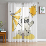 Prillidega kass rannas T&uuml;ll L&auml;bipaistvad kardinad elutuppa Magamistuba K&ouml;&ouml;k Kaunistus Voile Organza kardinad 135W x 114H(cm)