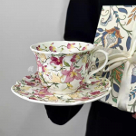 K&otilde;rge v&auml;&auml;rtusega retro prantsuse keraamiline tass liilia &otilde;limaal kohvitass alustassikomplekt p&auml;rastl&otilde;unatee latte kruus 240ml