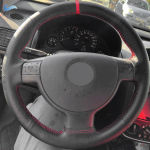 Autotarvikud Roolikatte nahkkatted Opel Vauxhall Corsa C 2001-2006 Combo C 2001-2011 Holden Tigra Tigra jaoks B-white strip