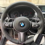 Hand Stitched Microfiber Leather Car Steering Wheel Cover For BMW M Sport F06 F10 F15 F16 F20 F21 F25 F30 F32gt F80 F82 X1 X3 x5 Black Thread
