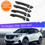 Peugeot 2008 MK2 P24  2022 2023 Autoukse k&auml;epideme kate Sisekujundus Kleebis Kujundus Roostevastane Komplekt V&auml;lisosad Metallic Blcak 4pcs