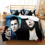 V-Vampire Diaries Voodipesukomplekt Elena Gilbert Stefan Salvatore Tekikate Voodikomplekt TV-draama pilt Tekikate Padjap&uuml;&uuml;r 228x228cm-3pcs