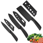 VGTEN K&ouml;&ouml;ginoa Nakiri Santoku ja Petty Must Roostevabast Terasest Tera Antibakteriaalse ja Antioks&uuml;dandiga Ideaalne 3-osaliseks Komplektiks Nuga, Nuga,