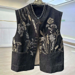 Denimvest Naistele Suvine Puuvillane Vest &Uuml;legabariidiline &Uuml;hev&auml;rviline Pluss Suurus Vabaaja Varrukateta Mantel N&ouml;&ouml;pidega Vest XXXL must