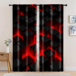 2 tk  Akna katte kardinad Abstract Punane ja Must &Uuml;leminekuga Blackout Pol&uuml;ester Pidulik Seina kaunistus Sobib siseruumides kasutamiseks 100*130 Grommet Top 1pcs