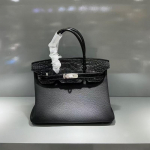 2026 Uus Fubao Nahast TOGO Nahast Matt Krokodillimustriga Ehtne Nahast Naiste Kott 25/30cm H&otilde;bedane Pandlaga Platinum Naiste Kott 25cm