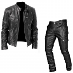 Meeste PU-nahast keskaegne Cosplay jakk ja p&uuml;ksid (S&uuml;gis/talv) 5XL