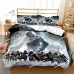 M&auml;ng A-Assassin S Creed Kunstiline Voodipesu Komplekt Tr&uuml;kitud Voodikomplekt Padjap&uuml;&uuml;ri ja Tekikotiga Pehme &Uuml;he-, Kahe-, Kuninganna-, Superkuninga Suurusega EU Single(135*200cm)3pcs
