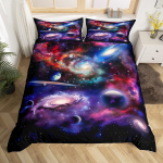 Kosmose teemaline voodipesukomplekt poistele ja t&uuml;drukutele T&auml;htede taevas Galaktika tekikate Kosmoserakett Universum tekikate &Uuml;heinimese Kuninganna suurus 180*220cm 3pcs