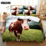 Uus 3D Prinditud Lehmade Voodipesukomplekt Magamistoa jaoks Pehme Kaasaegne Voodikate Mugav Laste Tekikate Tekikate Ja Padjap&uuml;&uuml;r EU Single(135*200cm)3pcs black