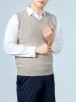 100% puuvillane Merino meeste V-kaelusega vest, varrukateta pullover, s&uuml;gis-talvine, paks, vabaaja mood, kootud ka&scaron;miirist kampsun M kaamel