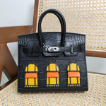 Piiri&uuml;lene uus 20cm v&auml;ike maja nahast plaatinakott naiste veisenahast k&auml;ekott krokodillimustriga kontrastne vabaajakott with shoulder strap 20 (with box) must