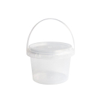 L&auml;bipaistev plastist hoiukast kaanega - &Uuml;mar k&uuml;lmkuivatatud toidu konteiner ja laua korraldaja m&auml;nguasjadele 2.5L Transparent Round Bucket (125 pcs) white