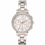 Michael Kors Sofie Kristallist Kuldse Tooniga Roostevabast Terasest Kronograaf Naiste K&auml;ekell MK6558 valge