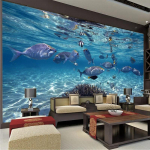 Multifilm 3d Tapeet Loov Allveelaevamaailm Mereelu Seinamaal Magamistuba Akvaarium Elutuba Seinakate Kodu Dekoratsioon 200 cm(W) x 140 cm(H)
