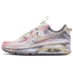 Nike Air Max 90 Fabric Slip Resistant Abrasion Resistant Low top Casual Shoes Women's Beige Gray Pink DC9450-001(Team80-) 38.5 white