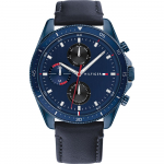 Tommy Hilfiger Parker Sinine sihver Sinine nahkrihm Meeste kvartskell 1791839 sinine