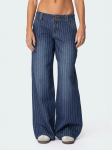 Sinised Triibulised Naiste teksap&uuml;ksid Kontori Daam &Uuml;hev&auml;rvilised Ameerika Vintage Sirged Denim P&uuml;ksid Kottis K&otilde;rge V&ouml;&ouml;koht Pestud P&uuml;ksid M sinine