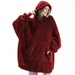 Fliisist kapuutsiga tekk naistele meeste suur kapuutsiga kampsun Mugav pullover tekk koduriided One Size punane