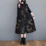Suures suuruses naiste kleit Vintage Elegantne Lady Vestido Varrukateta Lillemustriga teksariiete kevadine teksakleit 2021. aasta naister&otilde;ivad One Size must
