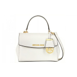 Michael Kors MK Ava Vintage Logo Ripats &Uuml;hev&auml;rviline Klapiga Nahast K&auml;ekott Naiste k&auml;ekotid Valge 32F5GAVC1L-OPTIC-WHITE Basic Set (Bag+Dust Bag)