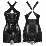Naiste &uuml;hes t&uuml;kis tutid, l&auml;ikivad litrid, tantsusaalide ladinatantsu trikoo Flowy Fringe body, tantsur&otilde;ivad L must