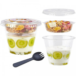 9 untsi l&auml;bipaistvad plastiktopsid jogurti-parfee jaoks kaantega &Uuml;hekordselt kasutatavad kaasa v&otilde;tmiseks M&uuml;sli topsid hommikus&ouml;&ouml;giks, vahepalaks, puuviljade, k&ouml;&ouml;giviljade ja kastmete jaoks 20pcs