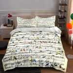 Muusikanoodid linnud Voodipesu Tekikotid Tekikatted Padjap&uuml;&uuml;rid kingitused (1 * Tekikott 2 * Padjap&uuml;&uuml;ri, ilma tekita) 135x200cm