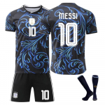 Laste spordikomplekt Argentina Messi Maailmameistriv&otilde;istluste s&auml;rk l&uuml;hikesed p&uuml;ksid sokid Komplekt Must 110-120 CM must