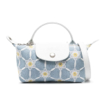 Longchamp Le Pliage Suur Lilleline Tikandiga Teksist &Otilde;la- v&otilde;i Crossbody T&otilde;mblukuga Kott Naiste kotid Taevasinine 34205HEW028 Sky Blue