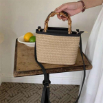 Kudumiskott Suvine Uus Bambusist K&auml;epidemega T&otilde;mblukuga Kott P&otilde;imitud Kott Ni&scaron;&scaron; Lihtne &Otilde;lakott Crossbody Koti KTY 20x10x13cm must