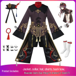 Genshin Impact Hu Tao Cosplay Kost&uuml;&uuml;m - T&auml;ielik komplekt Halloweeni esinemiskleit Laos Children's 140 black