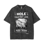 Piiratud aukudega Courtney Love Vintage Pesu T-s&auml;rgid Meestele Naistele Alternatiivne Grunge Rock B&auml;ndi T-s&auml;rk &Uuml;legabariidilised T-s&auml;rgid Streetwear M gray