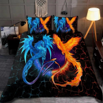 Draakoni ja F&ouml;&ouml;niksi tekikottide komplekt Suurused Queen King Fantasiamailma Koletise voodipesukomplektid Meeste Poiste ja Teismeliste tekikatted 135x200cm