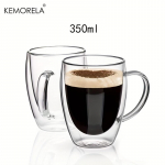 2/4/6 tk 350 ml kahekordse seinaga klaasist kohvitass k&auml;epidemega l&auml;bipaistev klaasist cappuccino tass kohvi piimatee mahla teetass 301-400ml