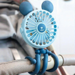 Beebik&auml;ru ventilaator klambriga, kaheksajala kujuline naljakas ventilaator painduva &uuml;mberkeeratava statiiviga, USB-laetav kaasaskantav ventilaator autoreisiks sinine