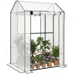 Kasvuhoone, Minikasvuhoone 2 rullitava ukse, ventilatsiooniaukude ja tugevdatud kattega, 100 x 80 x 150cm 100 x 80 x 150 cm valge