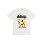 GANNI Love Club Series Smiley N&auml;gu Kollane Tr&uuml;kk L&uuml;hikeste Varrukatega T-s&auml;rk Naiste topid Valge T3144-151 S white