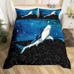 P&auml;evakala Prindiga Tekikate Komplekt Armsad Veealused Loomad Luksuslik Pehme Voodipesu Komplekt Lastele Teismelistele T&auml;iskasvanutele Sinised Tekikatted Komplektid 135x200cm