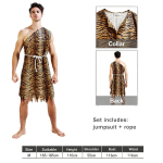 Paarikoobasmehe kost&uuml;&uuml;mikomplekt Tiigrimustriga Primitiivne riietus meestele ja naistele Halloweeni peoks Cosplay Aafrika h&otilde;imu esinemiskost&uuml;&uuml;m One Size beige