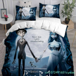 Anime Tim Burtoni Surnud Pruut Voodipesu Komplektid Tekk Tekikott Voodikate Tekikoti Kate Padjap&uuml;&uuml;r 2-3 Osaline Komplekt Laste T&auml;iskasvanu Suurus 140*200cm/55x79in Single/Twin 3pcs white