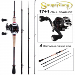 &Otilde;ngeritv rull Combo 4-osaline s&uuml;sinikkiust Casting reisi&otilde;nge 18BB Baitcasting p&uuml;&uuml;girull 2.1M Rod&Left Hand