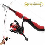 Reisi&otilde;ngerulli kombineeritud s&uuml;sinikkiust &uuml;lik&otilde;va teleskoop&otilde;ng koos 3BB spinningurulliga Fishing Rod&Reel punane