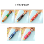 5 tk armsad p&auml;ikesepaistelised nuku pastapliiatsid, sinise v&auml;rvi tindiga pastapliiatsid kingituseks kirjatarbed, koolitarbed