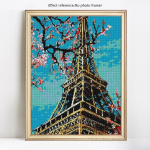 Teemantmaal maastik Ristpistes T&auml;is&uuml;mmargune teemanttikandid T&auml;isekraan Eiffeli torn 20X30CM