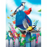 Tikandid K&auml;sit&ouml;&ouml; Teemanttikandid Kevadlindude postkast 5d Teemanttikandid Maalimine Teemant 20X30CM